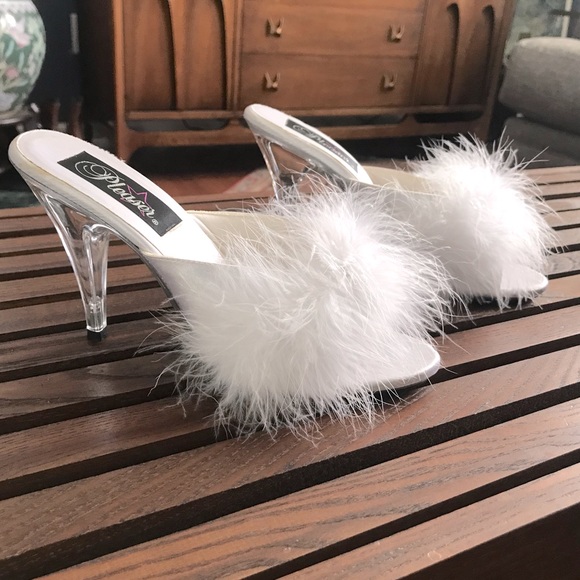 pleaser marabou slippers